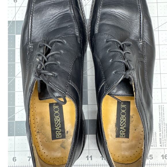Brass Boot Vintage Black Leather Square Toe Lace Up Oxford Dress Shoe Men 11 - Picture 6 of 8